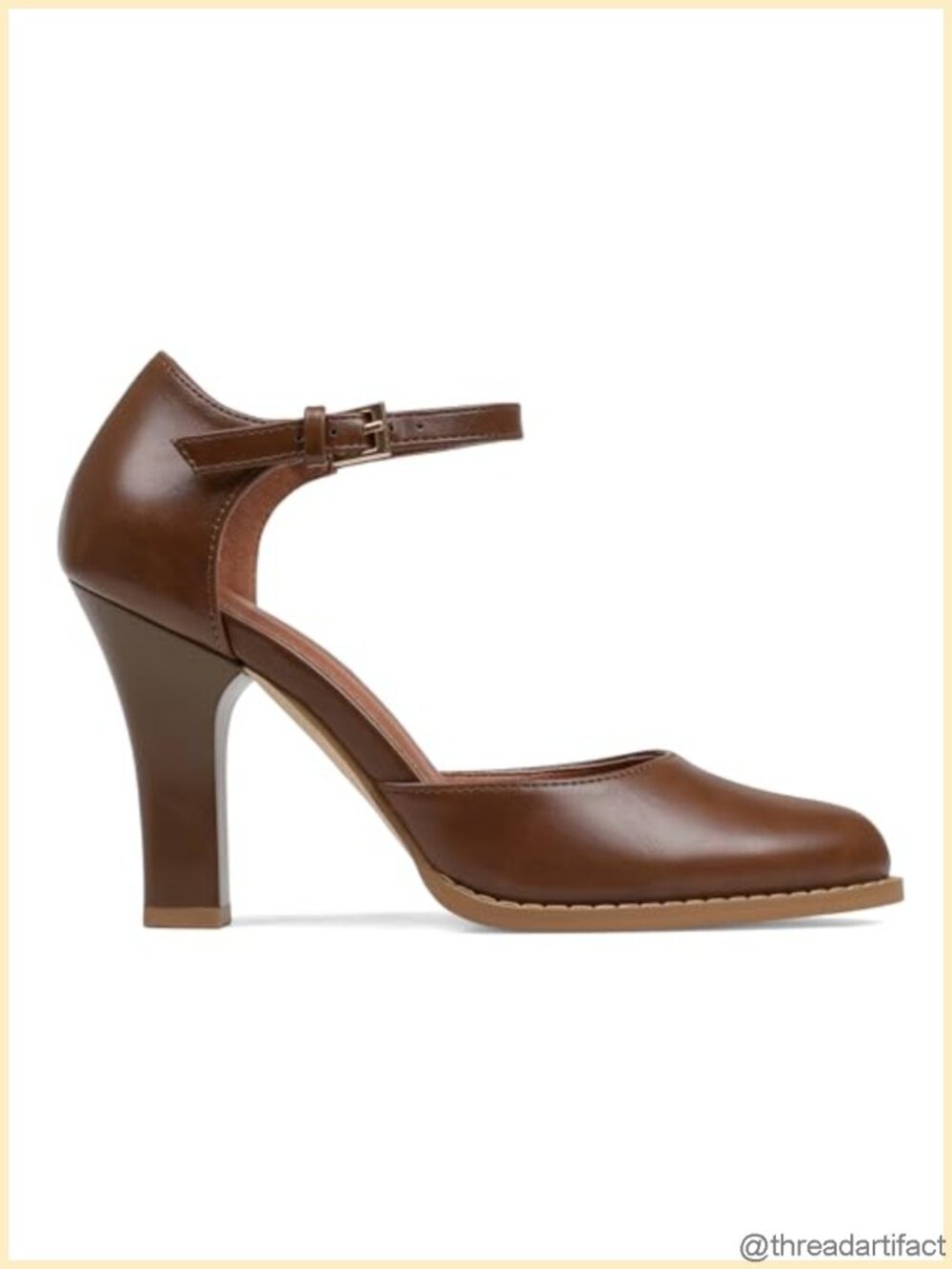 Women's Chunky High Heels Pointy Toe Ankle Strap Pumps Faux Leather Dress Shoes